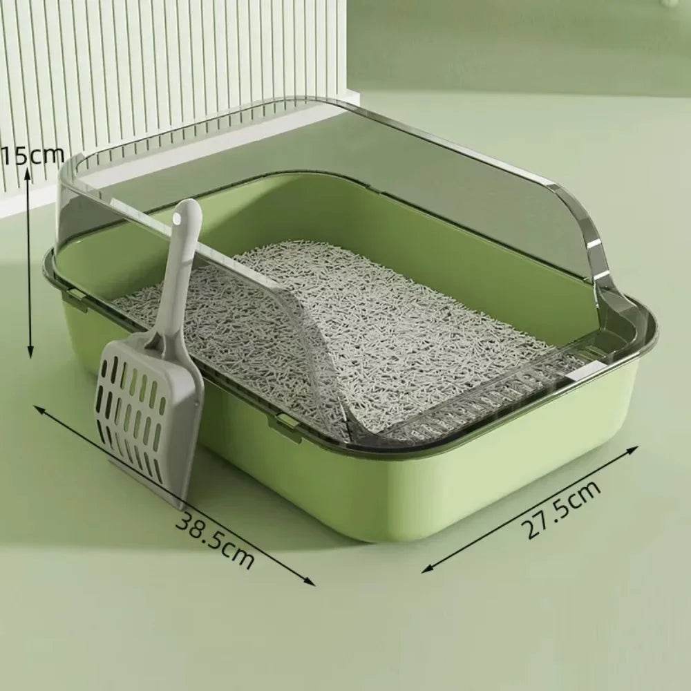 Bac à litière ouvert pour chat, toilettes épaisses pour animaux de compagnie, semi-fermées, résistantes aux éclaboussures, avec cuillère à litière, fournitures pour chats - Animaleriex