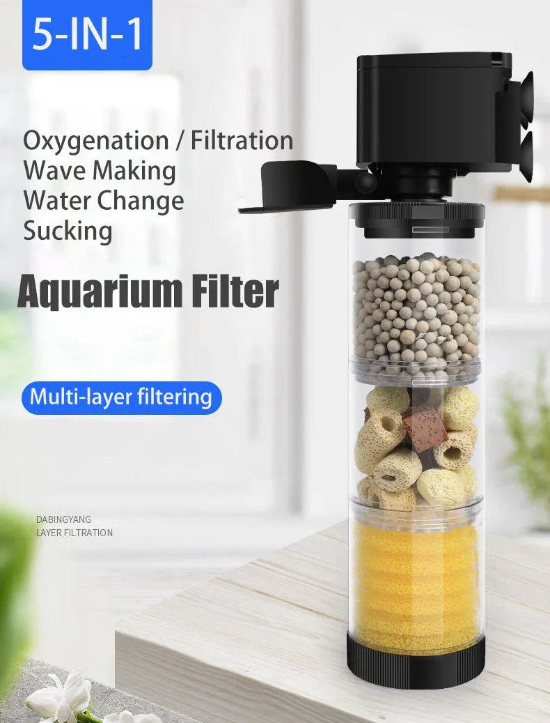 Filtre silencieux 220V 50Hz pour Aquarium, tortue, poisson, pompe à eau Submersible, Bio éponge, écumoire, fabricant de vagues, accessoires de filtres - Animaleriex