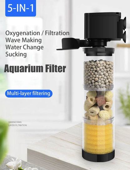Filtre silencieux 220V 50Hz pour Aquarium, tortue, poisson, pompe à eau Submersible, Bio éponge, écumoire, fabricant de vagues, accessoires de filtres - Animaleriex
