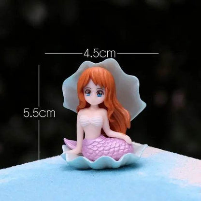 Décoration d'aquarium en plastique, petite sirène, Figurines miniatures, décoration de gâteau à faire soi-même, accessoires artisanaux de bureau - Animaleriex