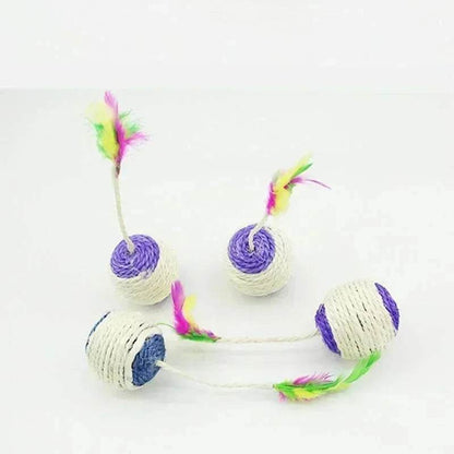 Jouets pour animaux de compagnie, boule à gratter en Sisal, jouet interactif d'entraînement pour chaton, fournitures pour animaux de compagnie, jouet en plumes, jouets interactifs pour chats, 1 pièce - Animaleriex