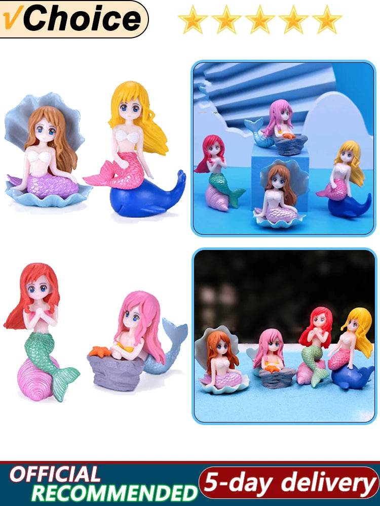 Décoration d'aquarium en plastique, petite sirène, Figurines miniatures, décoration de gâteau à faire soi-même, accessoires artisanaux de bureau - Animaleriex