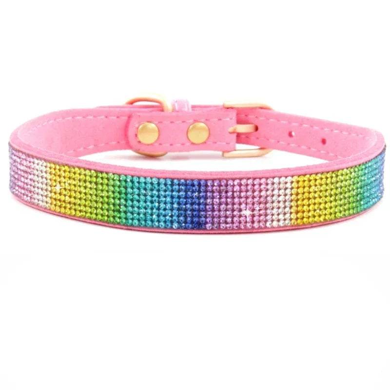 Collier pour chien en Fiber de daim et cristal, confortable, à paillettes, strass, en alliage de Zinc, avec boucle, pour petits chiens et chats, XXS-L - Animaleriex