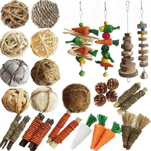 Jouets à mâcher pour petits animaux, pour Ribbit, lapin, Hamster, guinée, Chinchillas, nettoyage des dents, jouets de meulage molaire, fournitures pour animaux de compagnie - Animaleriex