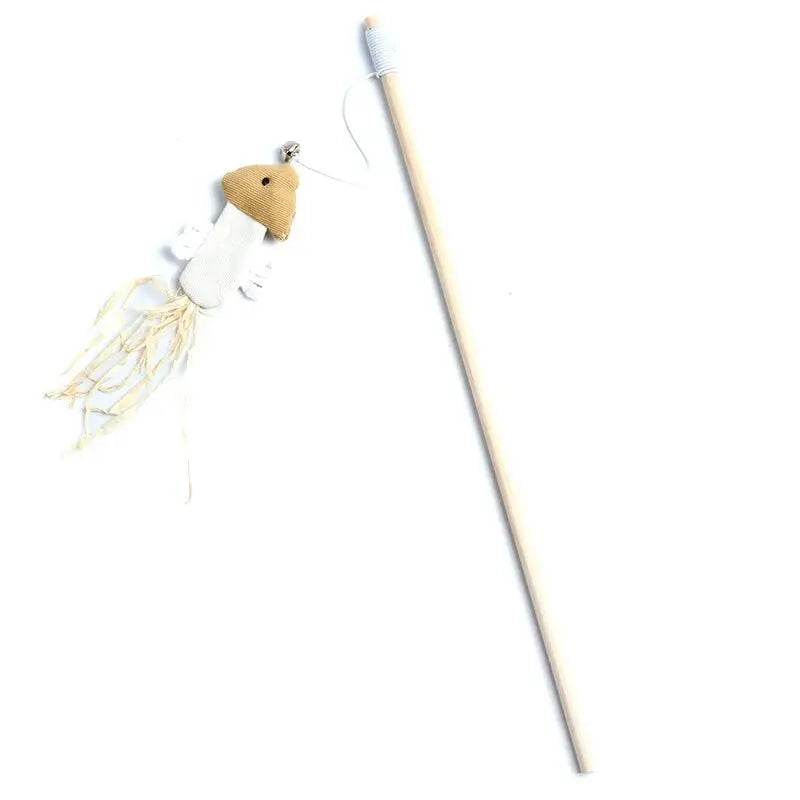 1PC Teaser plume jouets chaton drôle coloré tige chat baguette jouets bois animal chat jouets interactif bâton animal chat fournitures - Animaleriex