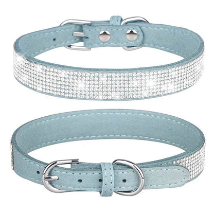 Collier pour chien en Fiber de daim et cristal, confortable, à paillettes, strass, en alliage de Zinc, avec boucle, pour petits chiens et chats, XXS-L - Animaleriex