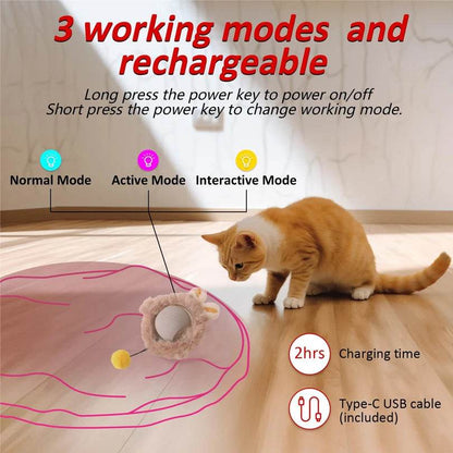 Jouets interactifs pour chat, balle à roulement rapide dans une pochette, jouet pour chaton, cache-cache, activé par le mouvement, pour l'intérieur - Animaleriex