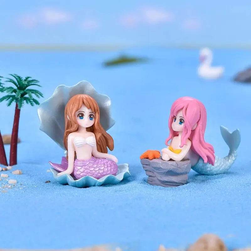 Décoration d'aquarium en plastique, petite sirène, Figurines miniatures, décoration de gâteau à faire soi-même, accessoires artisanaux de bureau - Animaleriex