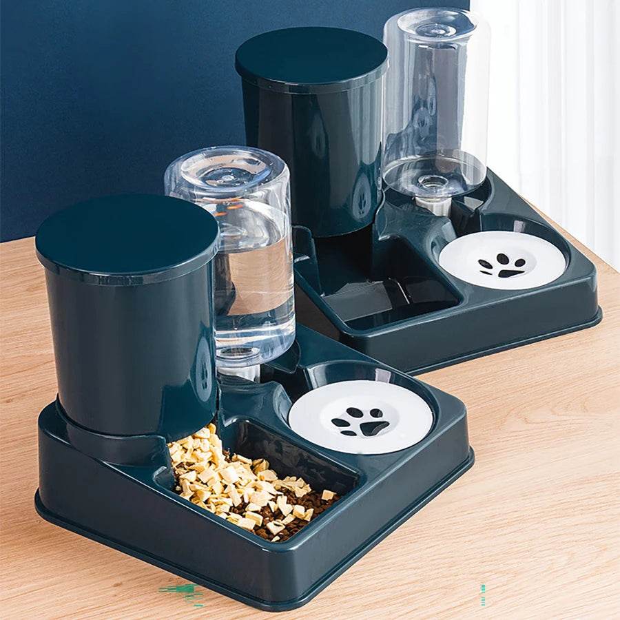 Ensemble de distributeur d'eau automatique pour chat, distributeur automatique d'eau et de nourriture pour animaux de compagnie incliné 2 en 1, distributeur de nourriture et d'eau par gravité - Animaleriex