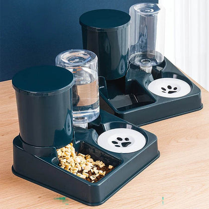 Ensemble de distributeur d'eau automatique pour chat, distributeur automatique d'eau et de nourriture pour animaux de compagnie incliné 2 en 1, distributeur de nourriture et d'eau par gravité - Animaleriex