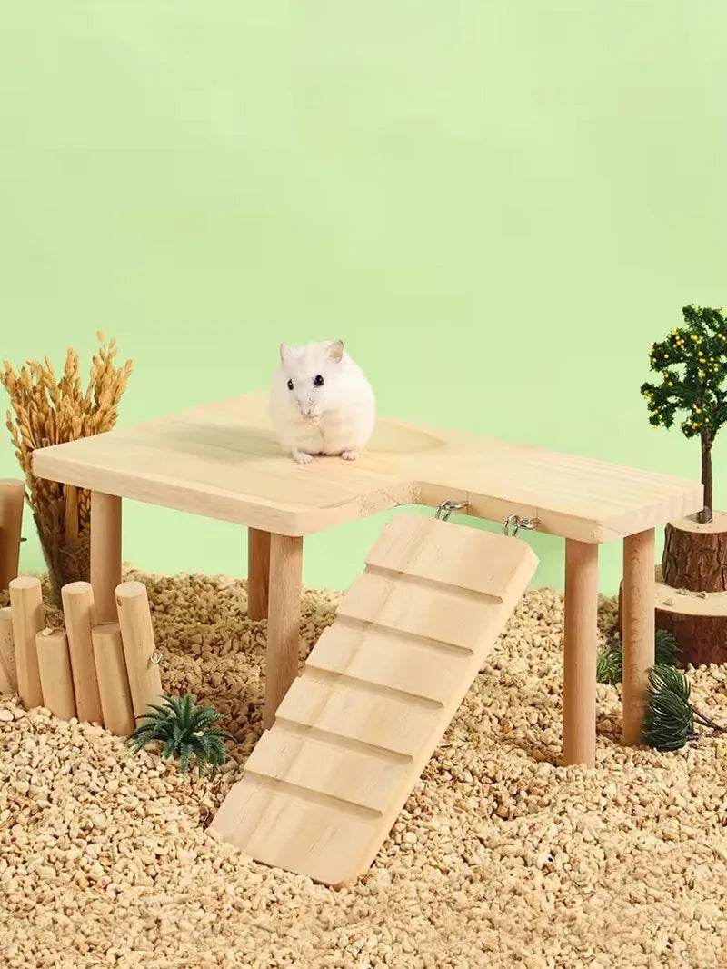 Hamster échelle en bois plate-forme planche à sauter aire de jeux Hamster escalade jouet petits animaux escaliers jouet Hamster souris Cage accessoires - Animaleriex