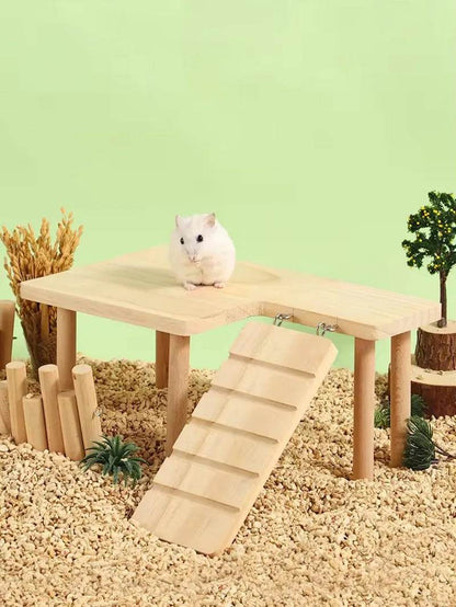 Hamster échelle en bois plate-forme planche à sauter aire de jeux Hamster escalade jouet petits animaux escaliers jouet Hamster souris Cage accessoires - Animaleriex