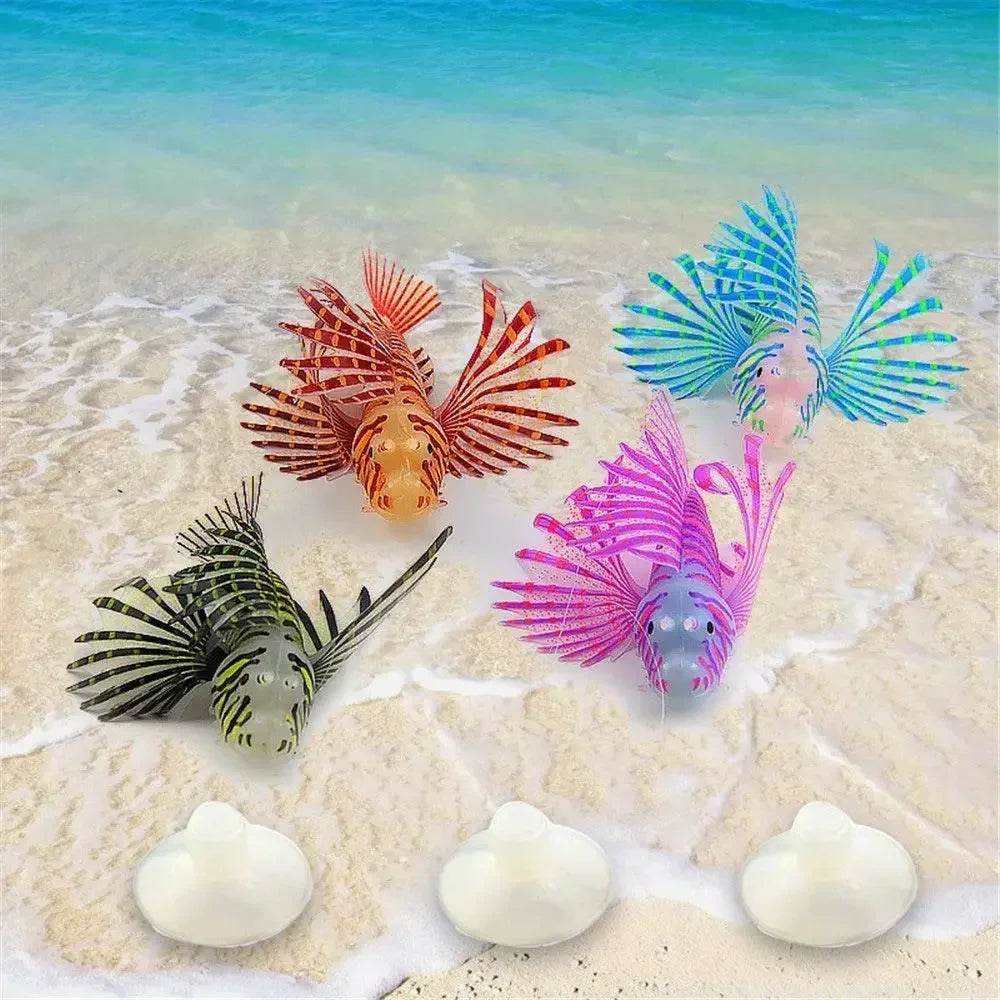 Aquarium artificiel lumineux, poisson-lion, paysage en Silicone, faux poisson flottant, lueur dans la nuit, ornement, décoration de la maison - Animaleriex