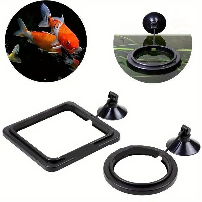 Anneau d'alimentation flottant pour poissons, Station d'aquarium à cercle carré avec ventouse, distributeur de nourriture facile, conception peu encombrante - Animaleriex