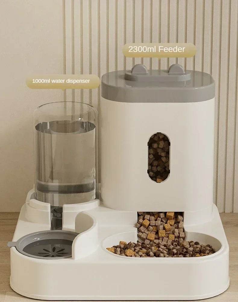 Mangeoire automatique chat chien bol de nourriture avec fontaine d'eau animal de compagnie grande capacité support surélevé bol pour chat abreuvoir accessoires - Animaleriex