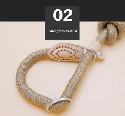 Laisse pour chien, corde coulissante, laisse en plomb, corde tressée robuste, collier à boucle réglable, laisse d'entraînement pour chiens de taille moyenne et grande - Animaleriex
