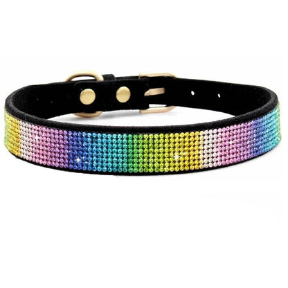 Collier pour chien en Fiber de daim et cristal, confortable, à paillettes, strass, en alliage de Zinc, avec boucle, pour petits chiens et chats, XXS-L - Animaleriex