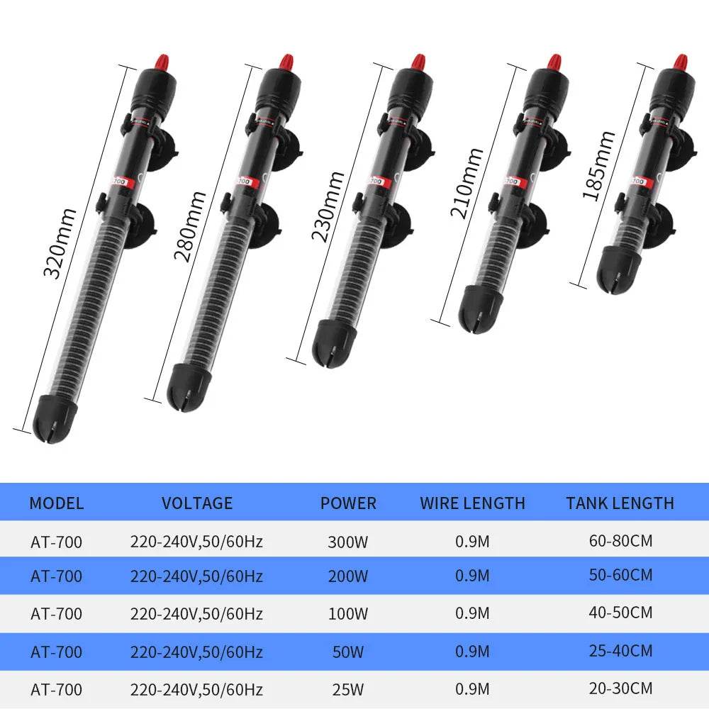 25W/50W/100W/200W/300W Aquarium Submersible réservoir de poisson chauffe-eau réglable température constante tige chauffante prise ue/US - Animaleriex