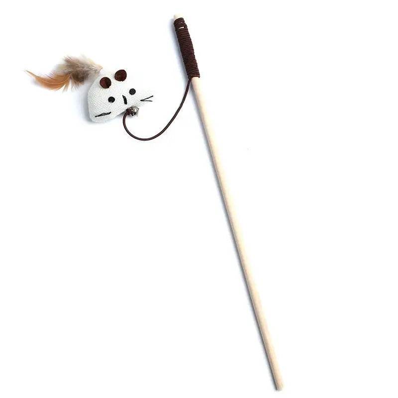 1PC Teaser plume jouets chaton drôle coloré tige chat baguette jouets bois animal chat jouets interactif bâton animal chat fournitures - Animaleriex