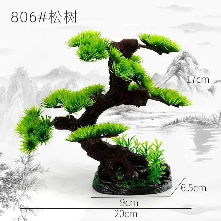 Ornements d'aquarium, plantes de Simulation, décorations d'aménagement paysager d'aquarium, plantes d'eau en plastique, fleurs, arbres, roches, accessoires - Animaleriex