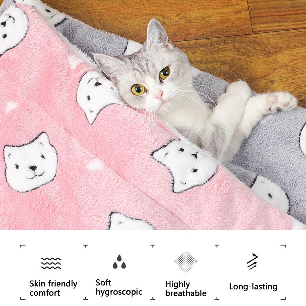Tapis de couchage épais en flanelle respirant pour chat, coussin doux pour petit chien, couverture chaude d'hiver pour chat - Animaleriex