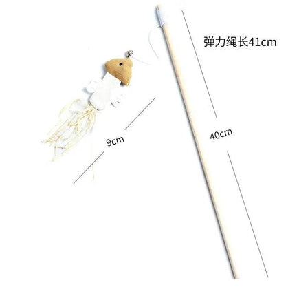 1PC Teaser plume jouets chaton drôle coloré tige chat baguette jouets bois animal chat jouets interactif bâton animal chat fournitures - Animaleriex