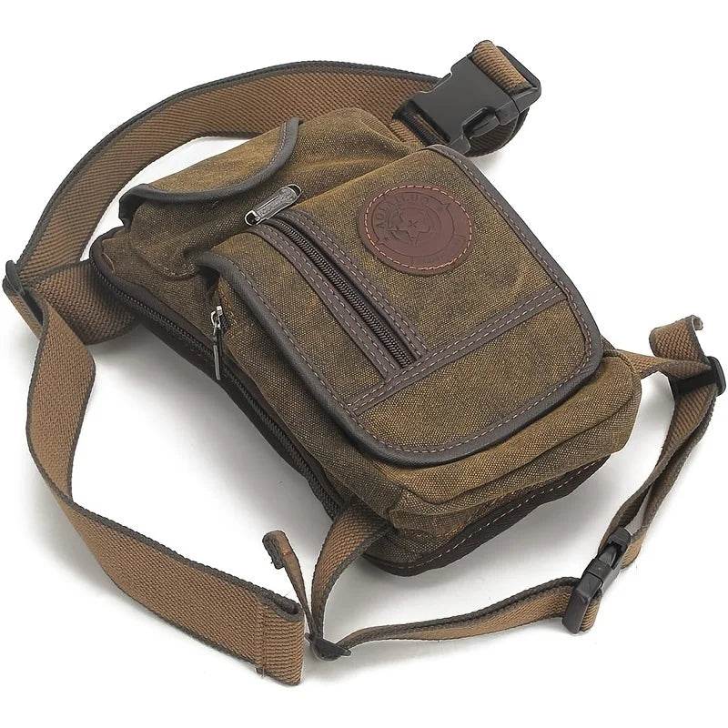 Sac banane en toile pour l'extérieur, unisexe, tactique, hanche, moto, vélo, épaule, cyclisme, multi-poches, taille décontractée, étanche - Animaleriex