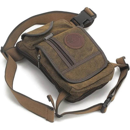 Sac banane en toile pour l'extérieur, unisexe, tactique, hanche, moto, vélo, épaule, cyclisme, multi-poches, taille décontractée, étanche - Animaleriex