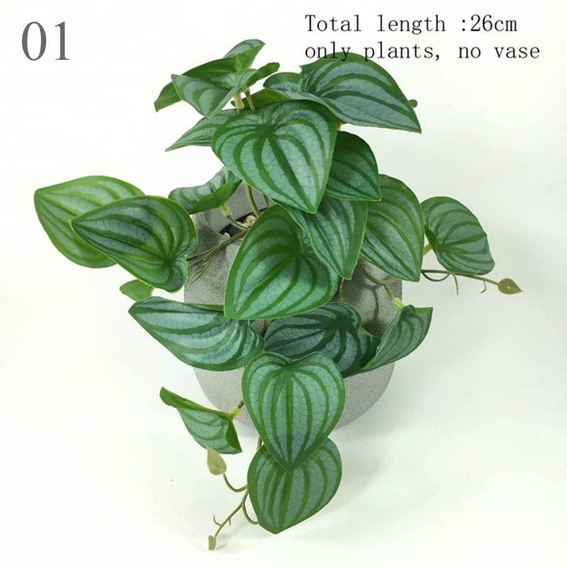 Plante de Terrarium artificielle pour amphibiens de reptiles, pour réservoir, décorations d'habitat pour animaux de compagnie, feuilles tropicales réalistes, feuille en plastique, rotin - Animaleriex