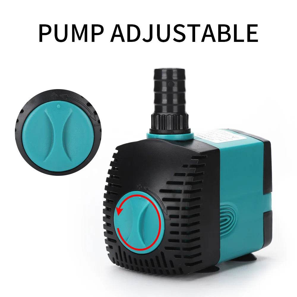Pompe de fontaine d'eau Submersible Ultra silencieuse 3-60W, filtre pour étang à poissons, pompe à eau d'aquarium, fontaine de réservoir EU US 220V-240V - Animaleriex