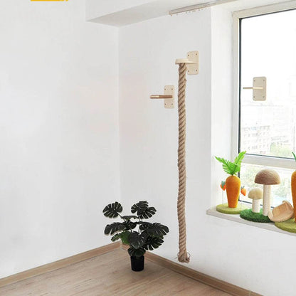 Corde d'escalade murale pour chat, 1 pièce, pédales en bois massif et corde en Sisal, entraînement des chatons, meulage des griffes, meubles d'intérieur pour chat - Animaleriex