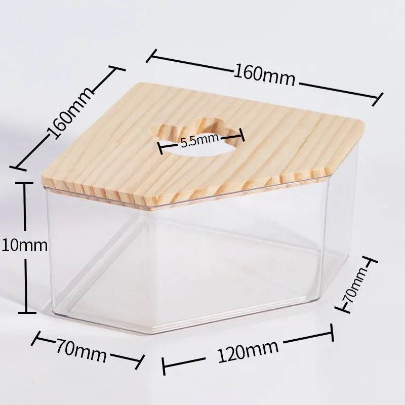 Hamster salle de bain maison bac à sable entièrement Transparent Urine sable bassin ours doré fournitures sable bain conteneur petite salle de bain pour animaux de compagnie - Animaleriex
