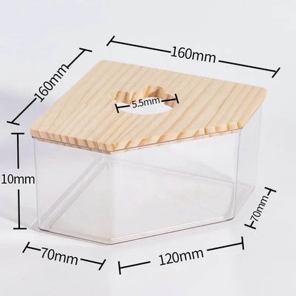 Hamster salle de bain maison bac à sable entièrement Transparent Urine sable bassin ours doré fournitures sable bain conteneur petite salle de bain pour animaux de compagnie - Animaleriex