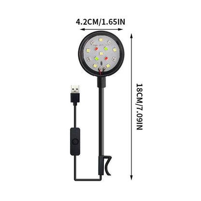 Lumière d'aquarium avec adaptateur LED à clipser, petite lumière USB à spectre complet, éclairage rotatif à 360 ° - Animaleriex