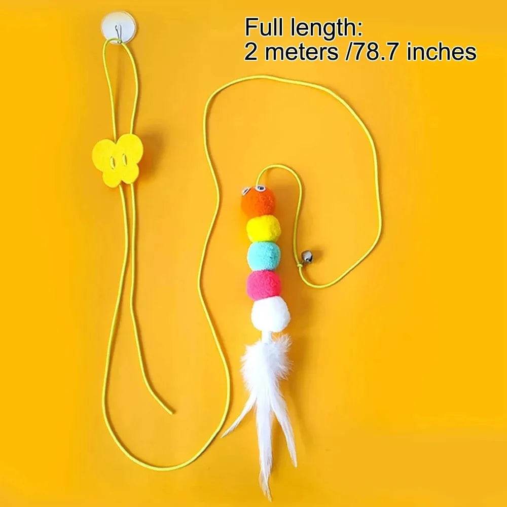 Jouets pour animaux de compagnie, bâton amusant pour chaton, corde élastique auto-salut, forme de libellule, cloche à plumes, bâton de taquin suspendu, balançoire, milliers - Animaleriex