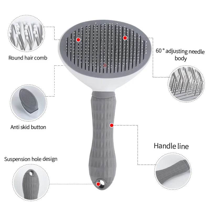 Brosse à poils d'animaux, peigne pour chat/chien, soins de toilettage, aiguille de nettoyage, peigne en acier inoxydable, cheveux longs, accessoires pour animaux de compagnie, chiens et chats - Animaleriex