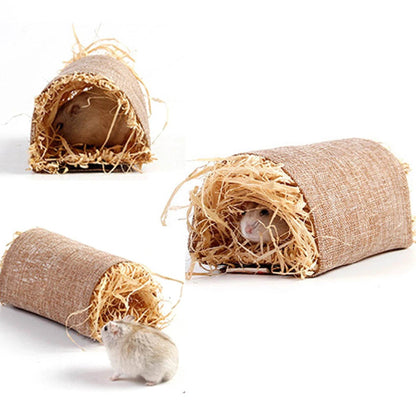 Cages à lapin tissées pliables pour animaux de compagnie, Hamster, cochon d'inde, lapin, herbe, jouet à mâcher, tapis, nid de lit de maison pour petits animaux, accessoires pour lapins - Animaleriex