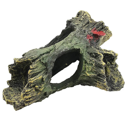 Décor de bûches creuses d'aquarium multifonction en résine, grotte de cachette de poisson Non toxique, décoration en bois mort pour Aquarium - Animaleriex
