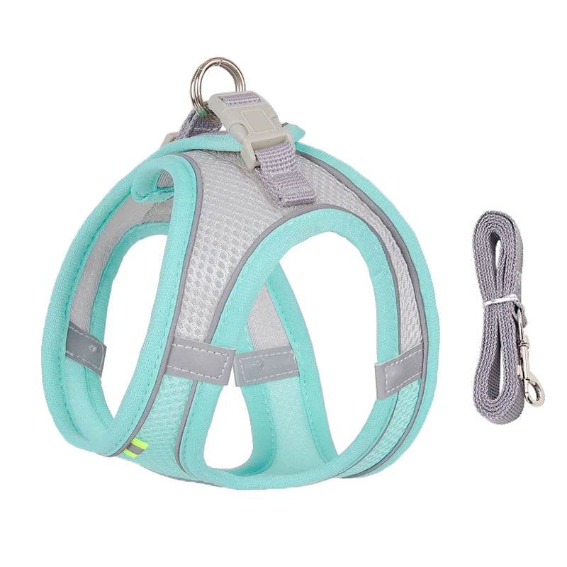 Ensemble de laisse de harnais pour chien pour petits chiens, harnais réglable pour chiot et chat, gilet bouledogue français, Chihuahua, carlin, laisse de marche en plein air - Animaleriex