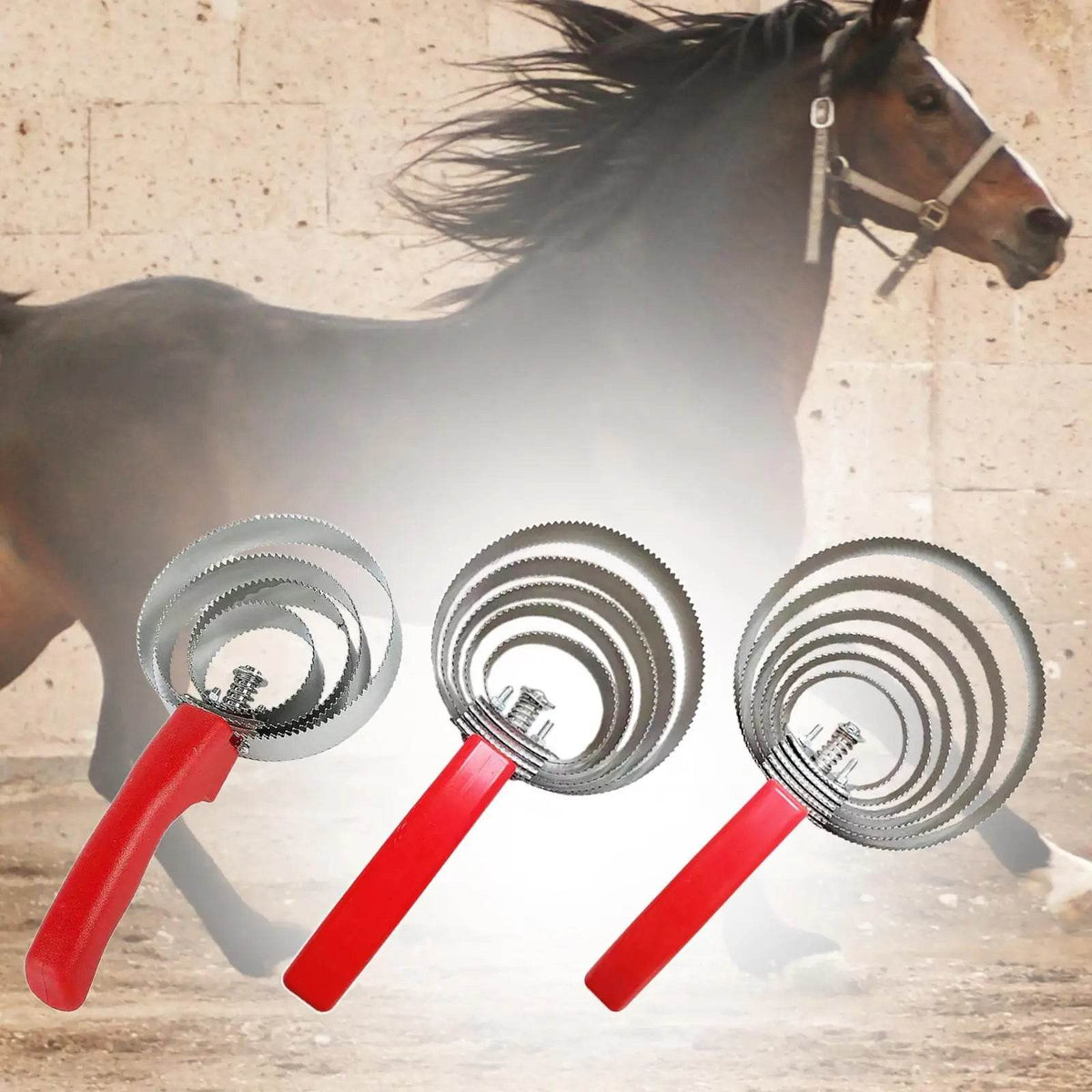 Peigne à curry réversible avec prise confortable en acier inoxydable, brosse à curry double face pratique pour vache, cheval, chien, animal de compagnie, bétail - Animaleriex