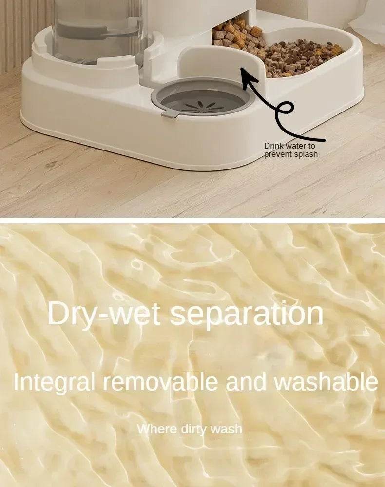 Mangeoire automatique chat chien bol de nourriture avec fontaine d'eau animal de compagnie grande capacité support surélevé bol pour chat abreuvoir accessoires - Animaleriex