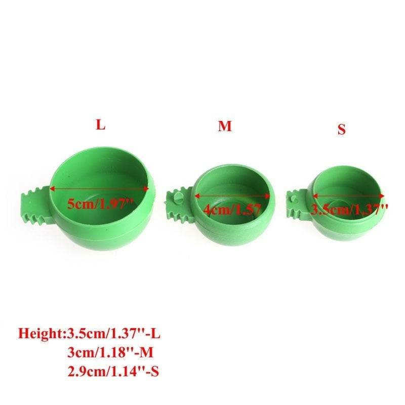 Mini bol d'eau et de nourriture en plastique vert pour perroquets, 3 pièces/ensemble, mangeoire en plastique pour oiseaux, Pigeons, Cage, tasse de sable, outil d'alimentation, accessoire - Animaleriex