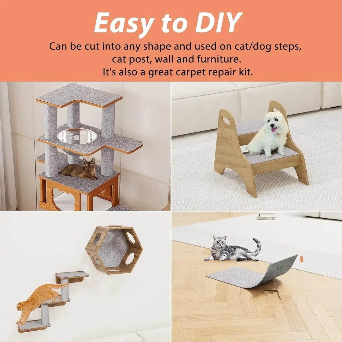 Tapis à gratter auto-adhésif pour chat, tapis à découper, poste à gratter pour chat, Protection anti-rayures pour meubles de canapé - Animaleriex