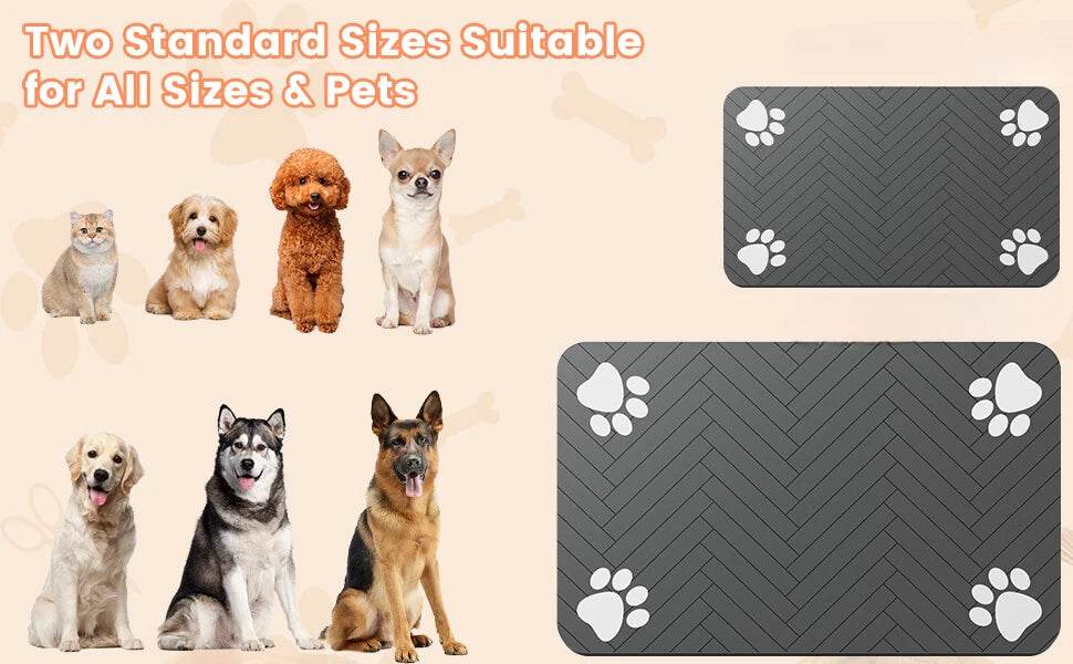 Tapis d'alimentation pour animaux de compagnie, napperon absorbant pour bol de nourriture et d'eau, avec support en caoutchouc imperméable, tapis d'eau à séchage rapide pour chien et chat - Animaleriex