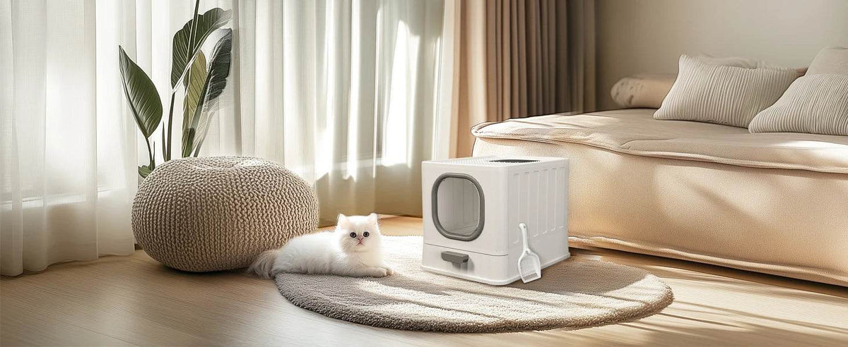 BingoPaw Bac à litière pour chat : pliable, entrée supérieure, très grande toilette pour chat avec couvercle, bac à litière pour chaton, design de tiroir facile à nettoyer - Animaleriex