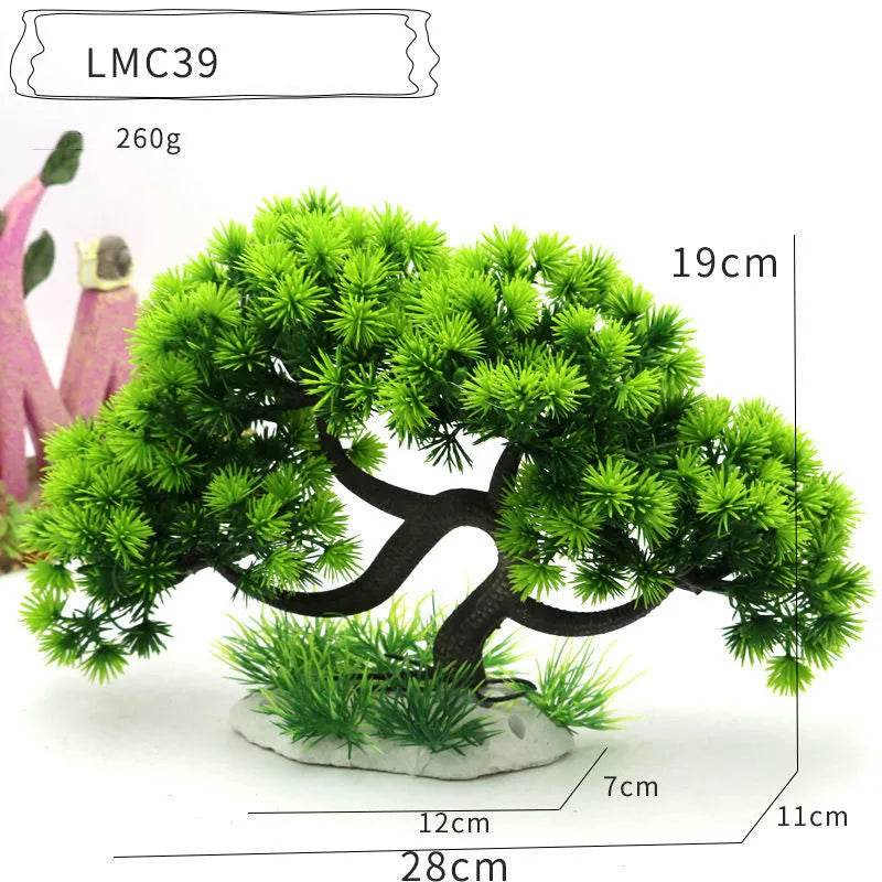Ornements d'aquarium, plantes de Simulation, décorations d'aménagement paysager d'aquarium, plantes d'eau en plastique, fleurs, arbres, roches, accessoires - Animaleriex