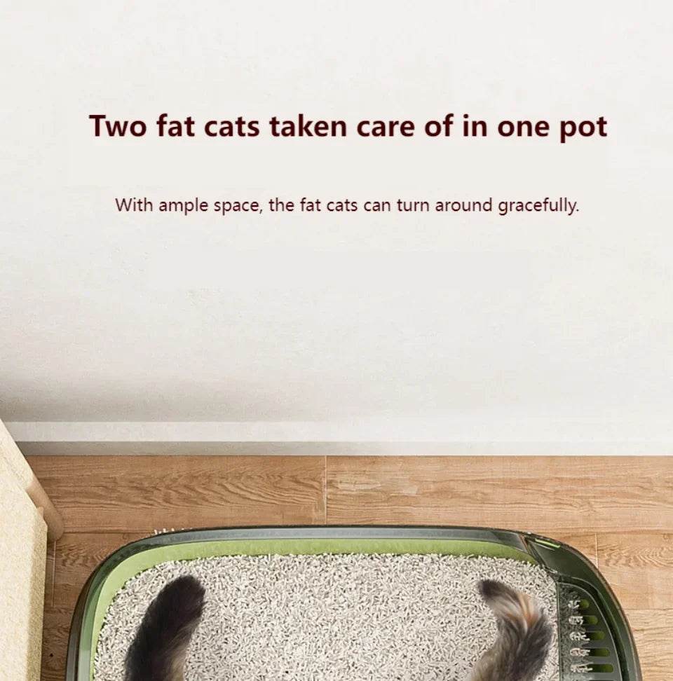 Bac à litière ouvert pour chat, toilettes épaisses pour animaux de compagnie, semi-fermées, résistantes aux éclaboussures, avec cuillère à litière, fournitures pour chats - Animaleriex