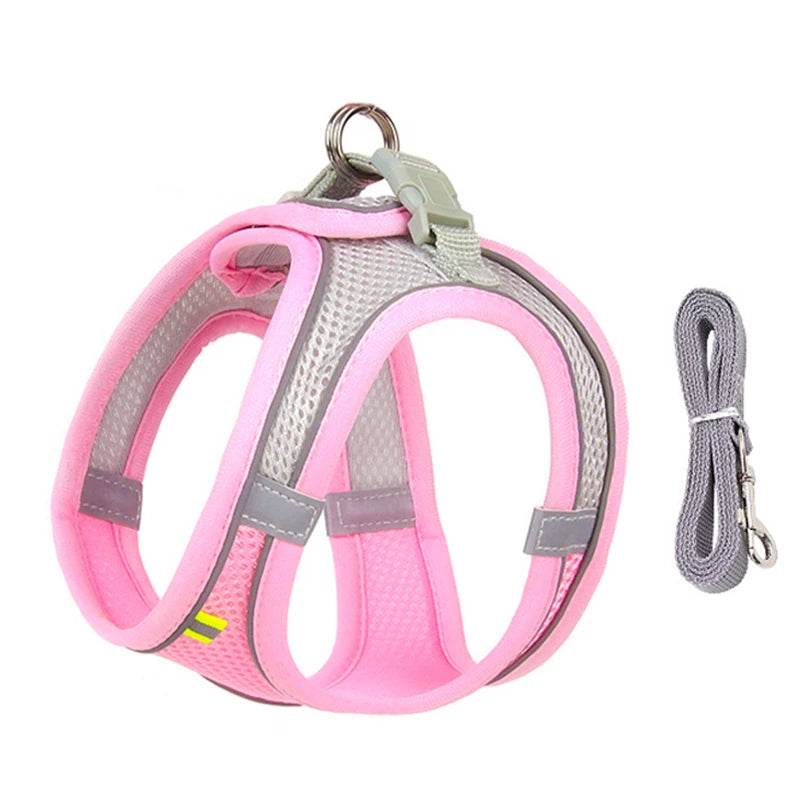 Ensemble de laisse de harnais pour chien pour petits chiens, harnais réglable pour chiot et chat, gilet bouledogue français, Chihuahua, carlin, laisse de marche en plein air - Animaleriex