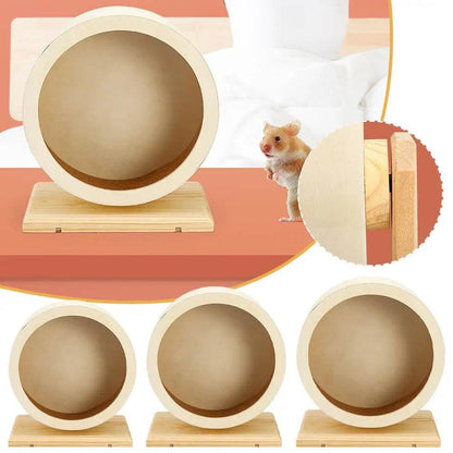 Roue de course pour Hamster, ours doré, support de ceinture en bois muet avec coussin en liège, rouleau de sport, ours doré, aménagement paysager, fournitures pour animaux de compagnie - Animaleriex