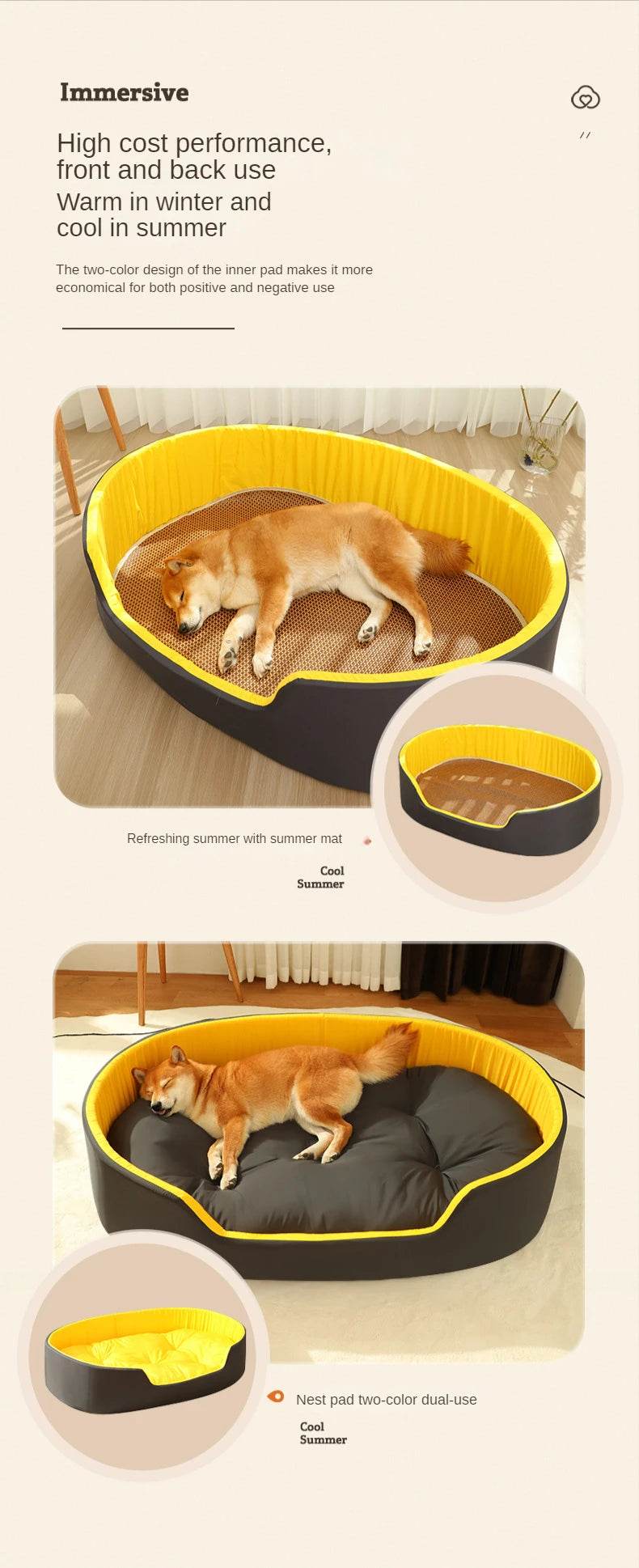 Lit pour chien chat chenil pour chien moyen canapé-lit coussin pour animal de compagnie apaisant lit pour chien maison fournitures pour animaux de compagnie accessoires quatre saisons universel - Animaleriex